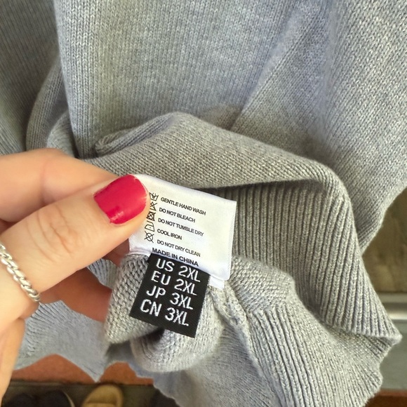 Men’s Sweater Gray 1/4 Zip Cotton Nylon Knit Pullover Casual Preppy Size 2XL - Picture 4 of 5